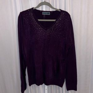 Karen Scott Purple Sweater with Silver Starburst XL